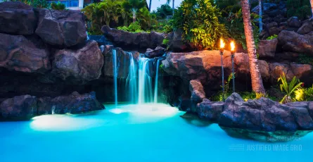 Pool with torches