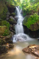 Beautiful deep forest waterfall