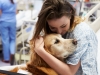 Dog visits young woman
