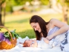 Mother smiling at baby