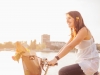 Woman riding bicycle