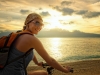 Young woman biking