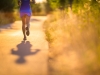 Woman running away