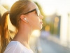 Teenage girl listening to music