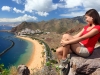 Young traveler looks at the beach view