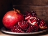Pieces and grains of ripe pomegranate