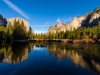 The Bridalveil Fall and the El Capitan
