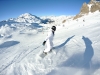 Woman snowboarding