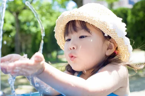 Girl drinks tap water
