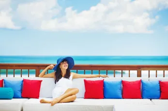 Woman in luxury resort