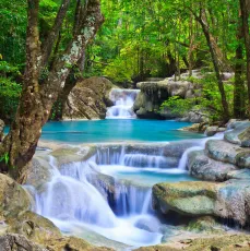 Water resting in turquoise pond
