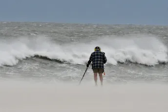 Beachcombing before the Nor 'Easter hits