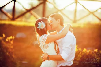 Beautiful couple kissing in the sun