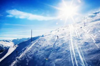 Skiers having fun