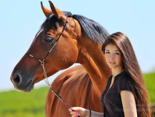 Young girl on a ranch