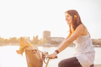 Woman riding bicycle