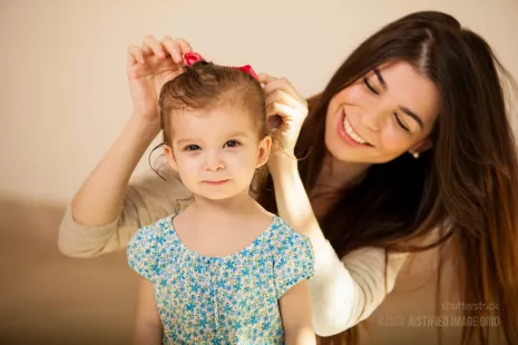 Girl getting her hair done