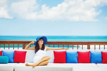 Woman in luxury resort