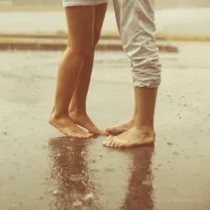 Feet of a loving young couple