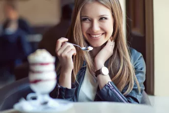 Eating a dessert