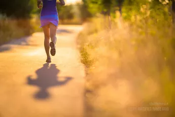 Woman running away