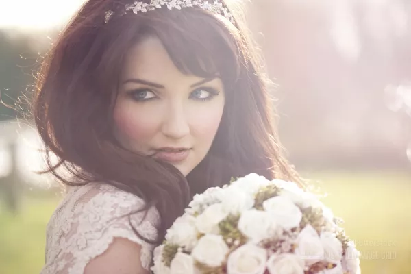 Bride looking to the side