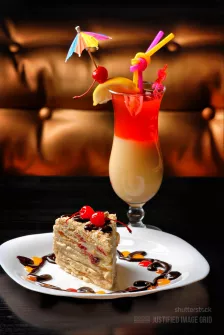 Cocktail with cake