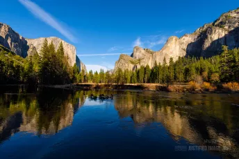 The Bridalveil Fall and the El Capitan