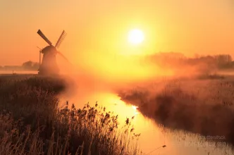 Sunrise with windmill
