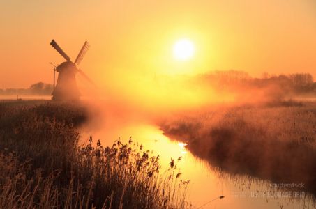Sunrise with windmill
