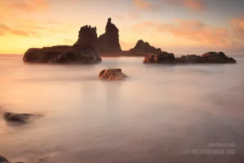 Sunset with rocks on the Benijos' coast