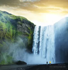 People observing waterfall