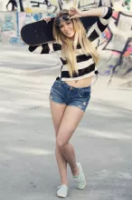 Woman with her skateboard