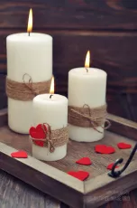 Candles on vintage tray