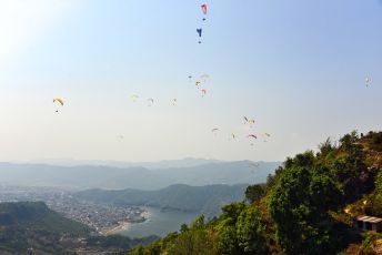 Paragliders above Pokhara