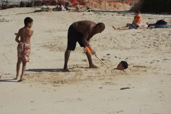 Up to His Neck in Fun