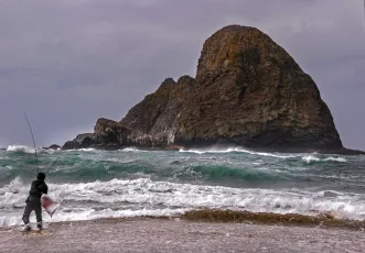 Fisherman on Rialto Beach.