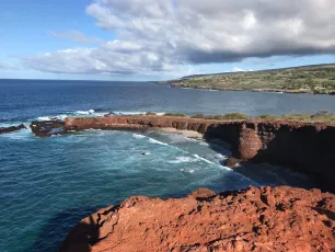 Lanai’s Red Cliffs and Blue Seas by Ulana Rey