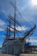 Modern Cruiser in Port