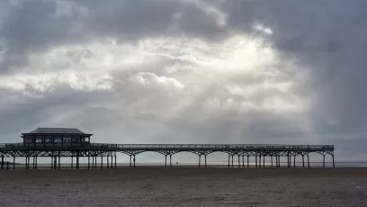 Beach, sky and pier