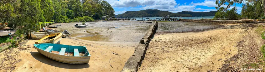 Low Tide at Tennis Court Wharf, Scotland Island, Church Point, Sydney, NSW