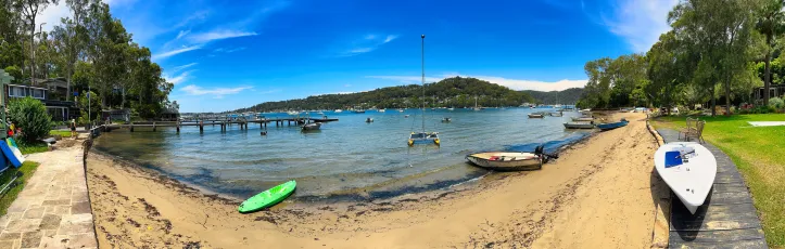 Idyllic Beach & Private Wharves, Scotland Island, Church Point, Sydney, NSW