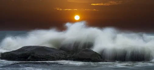 Extremely rare 40-foot high waves at our local beach