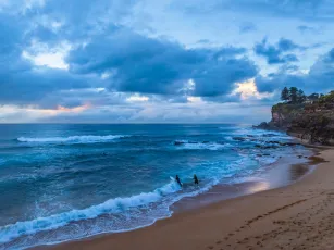 Sunrise Seascape with Rain Clouds