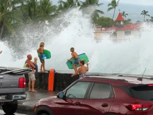 Yesterday (June 3), we had a giant south swell hit the shores of Kailua Kona.