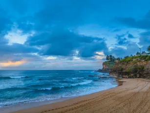 Sunrise Seascape with Rain Clouds
